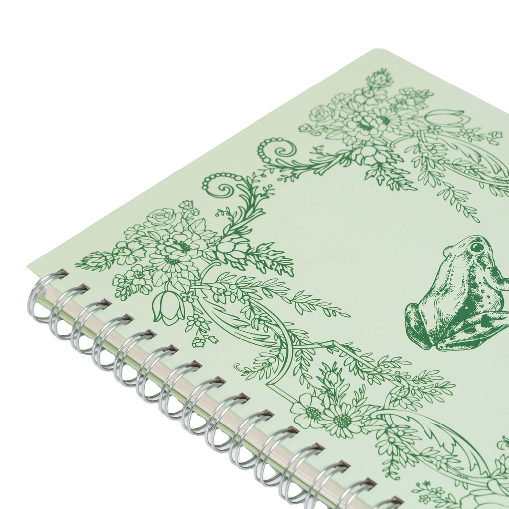 Frog Toile Spiral Notebook, 8x10 Stationary Journal
