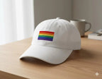 Rainbow Flag Baseball Hats in White