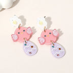 Resin Easter Chick Egg Link Drop Earrings
