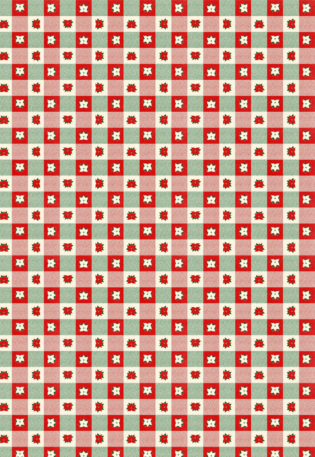 Poinsettia Plaid Wrapping Paper