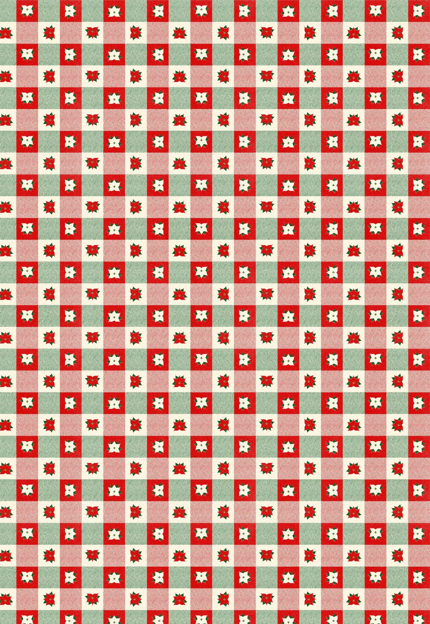 Poinsettia Plaid Wrapping Paper