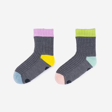 Spot Knit House Socks- Grey