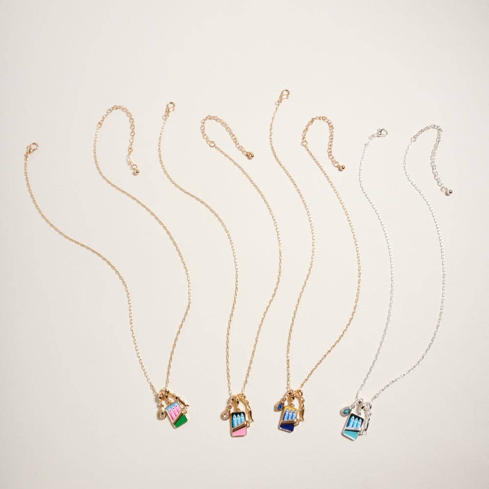 18 Inch Sardine Can Fish Stone Charms Necklace
