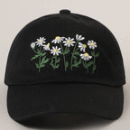 Daisy Bloom Embroidered Cotton Baseball Cap