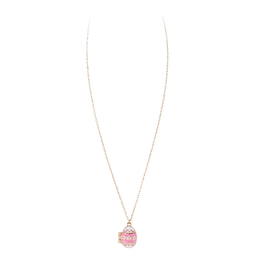 Enamel Easter Egg Locket Pendant Necklace
