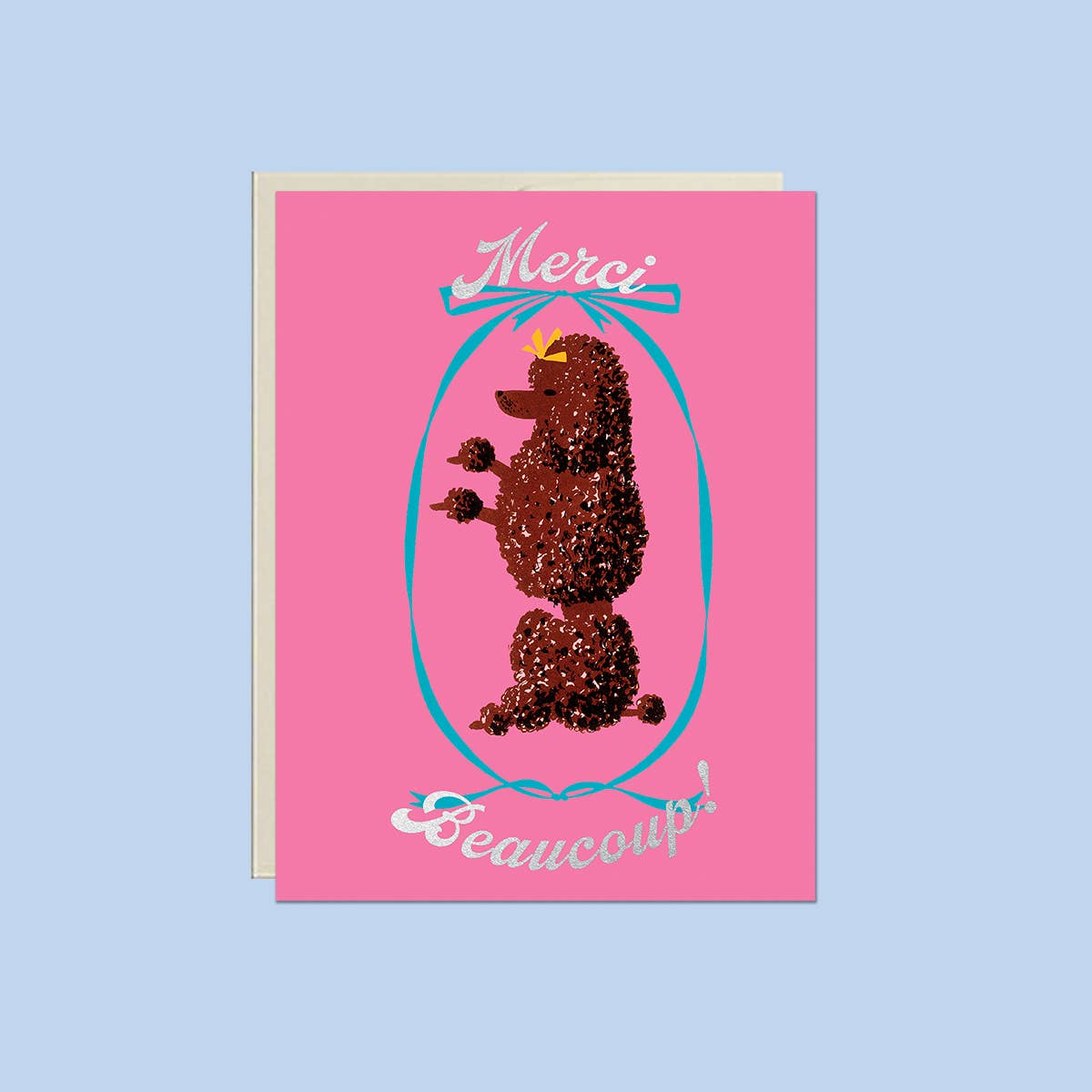 Merci Beaucoup Poodle – Foil Thank You ✿ Appreciation Card