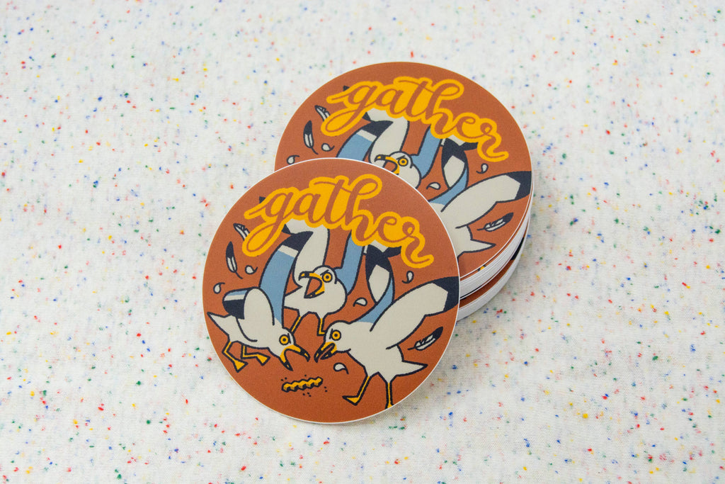 Gather Seagulls - 3" Vinyl Sticker