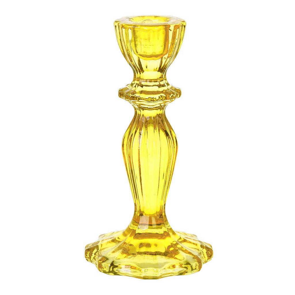 Yellow Glass Candle Holder | Outdoor Dining Decor |