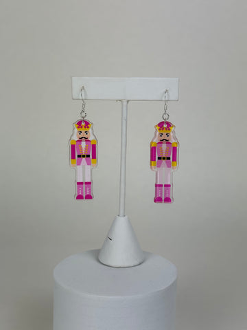 Pink Nutcracker - Holiday Earrings