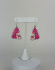 Pink Tree Cats - Holiday Earrings