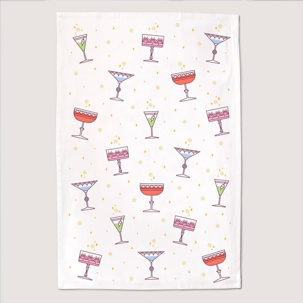 Festive Glassware Tea Towel