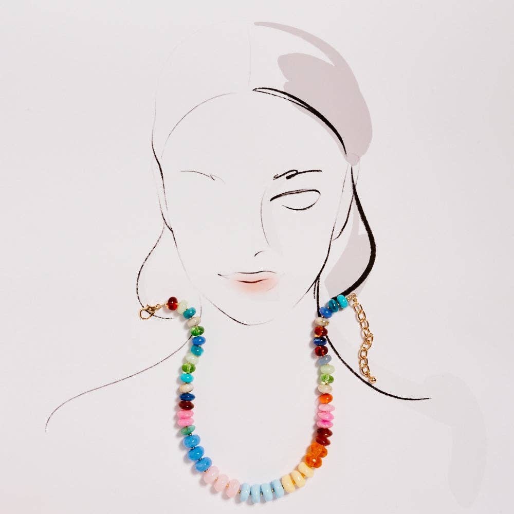 17 Inch Mixed Shaped Colored Resin Bead Necklace