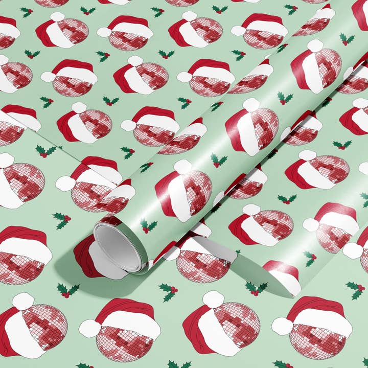 Santa Hat Disco Ball- Wrapping Paper