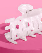 Bride Word Claw Clip | white marble, bridal hair, bach party