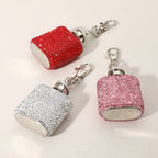 1oz Bling Studded Stainless Steel Mini Flask Keychain Charm