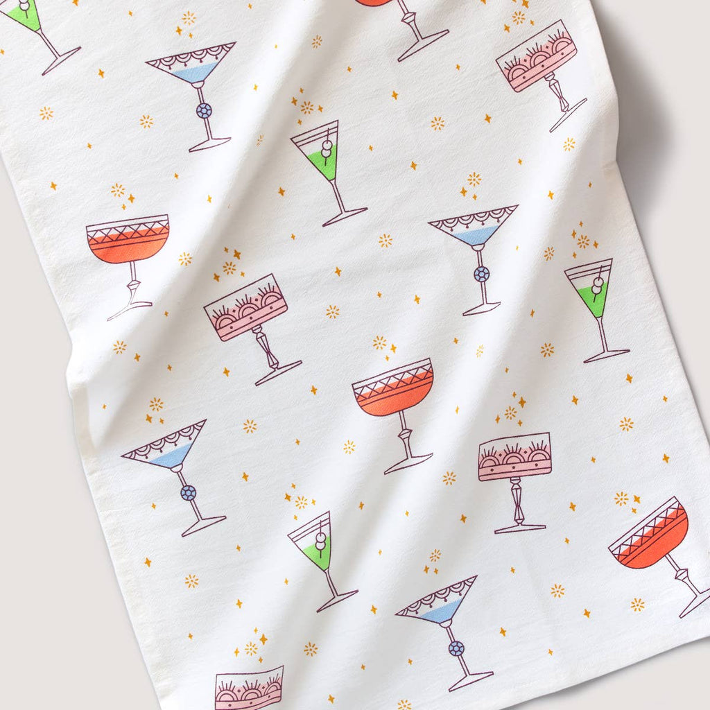 Festive Glassware Tea Towel
