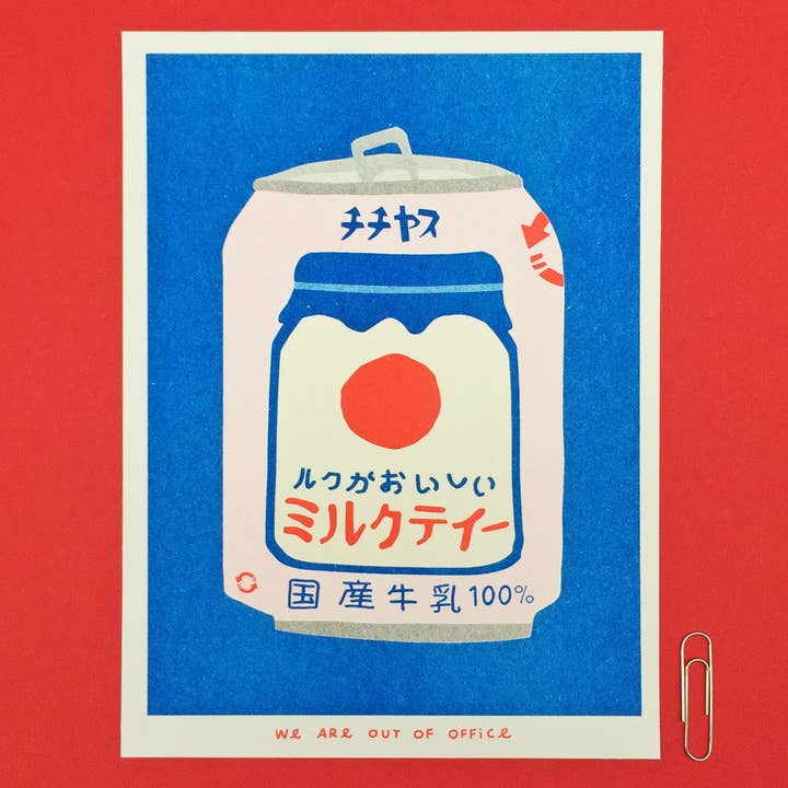 Japanese Can of Milk Tea- Riso Print