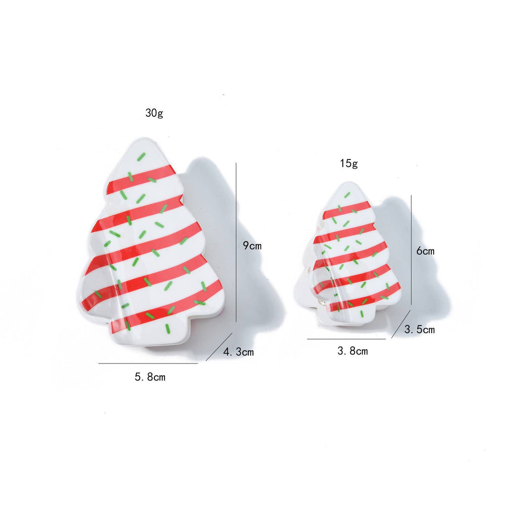 Festive Red Striped Christmas Tree Claw Clip