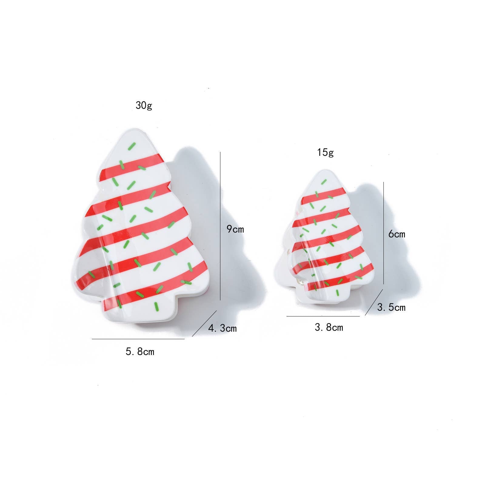 Festive Red Striped Christmas Tree Claw Clip
