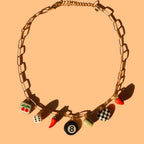 Multi-Charm Paperclip Necklace "On A Hot Streak"