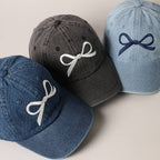 Trendy Bow Embroidered Denim Baseball Cap