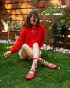 Lucky Ladybug Sheer Crew Sock