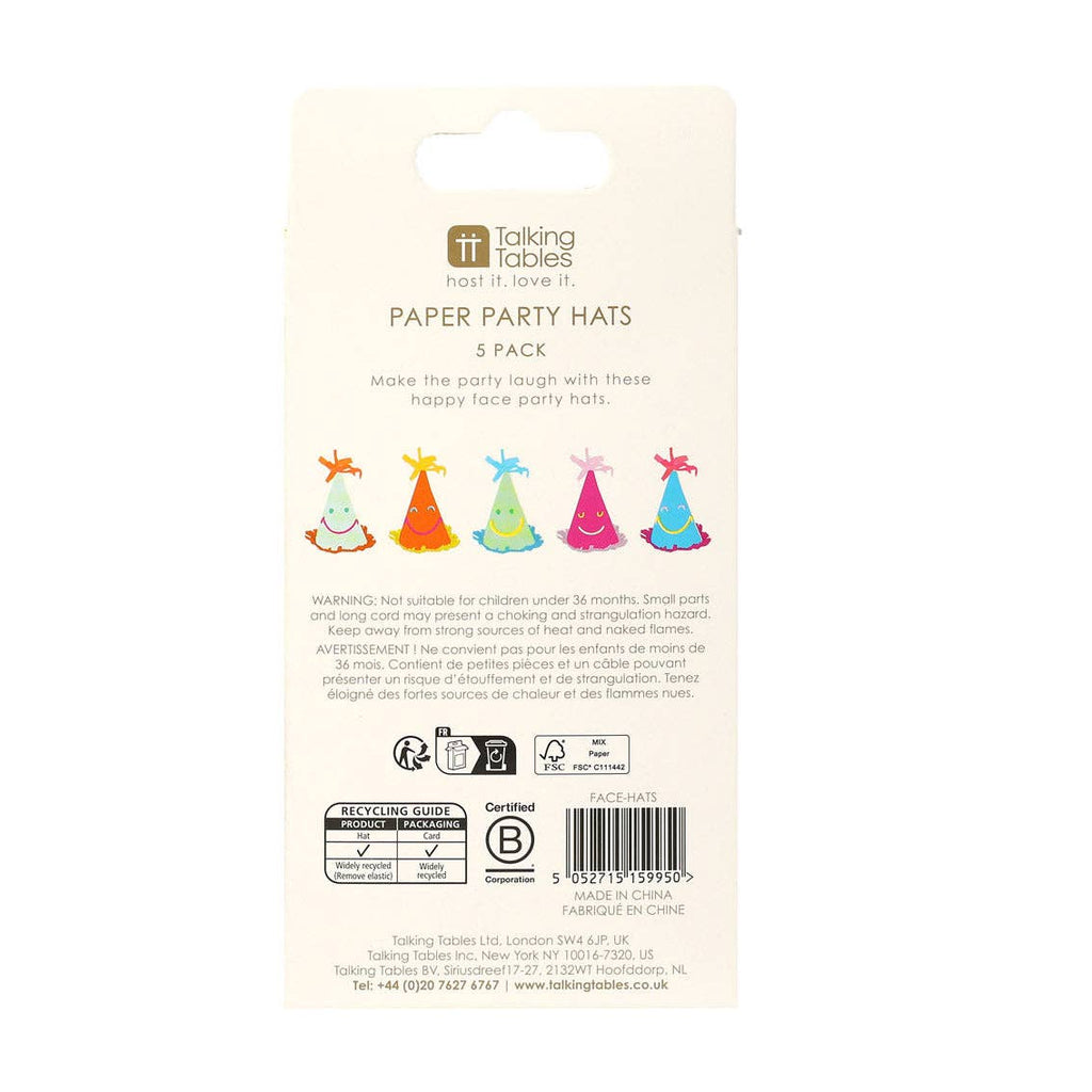 Happy Face Party Hats - 5 Pack | Pride Party Supplies |