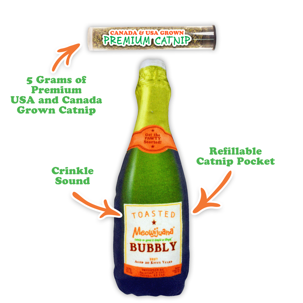 Get Toasted Champagne Bottle Refillable Catnip Cat Toy