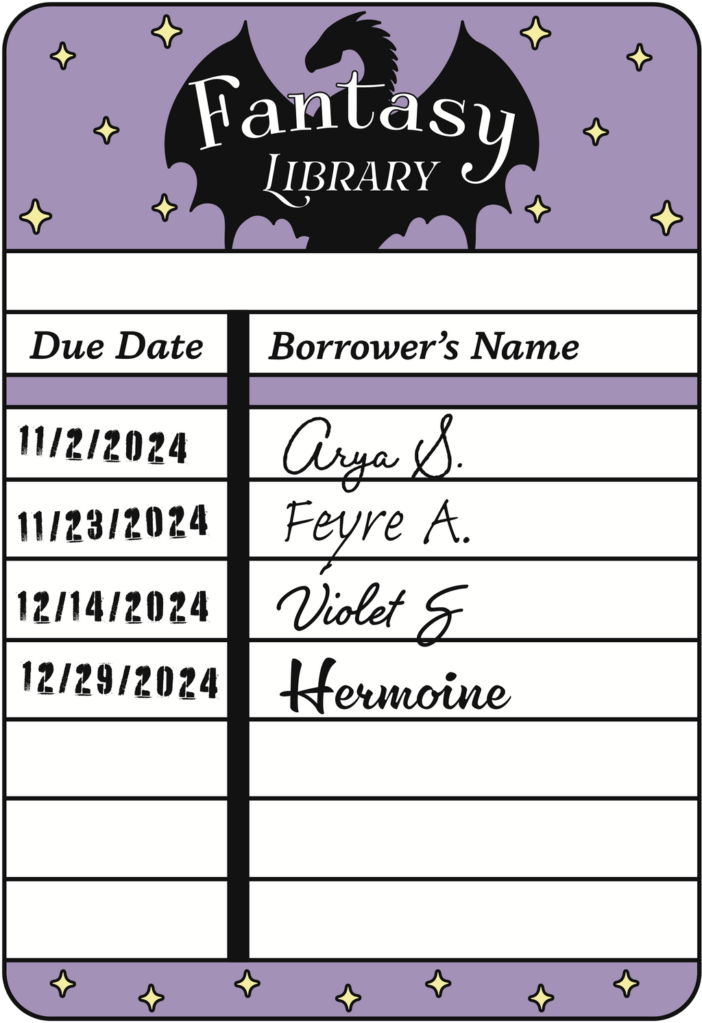 Library Dues Cards Bookish Tropes Book Plates