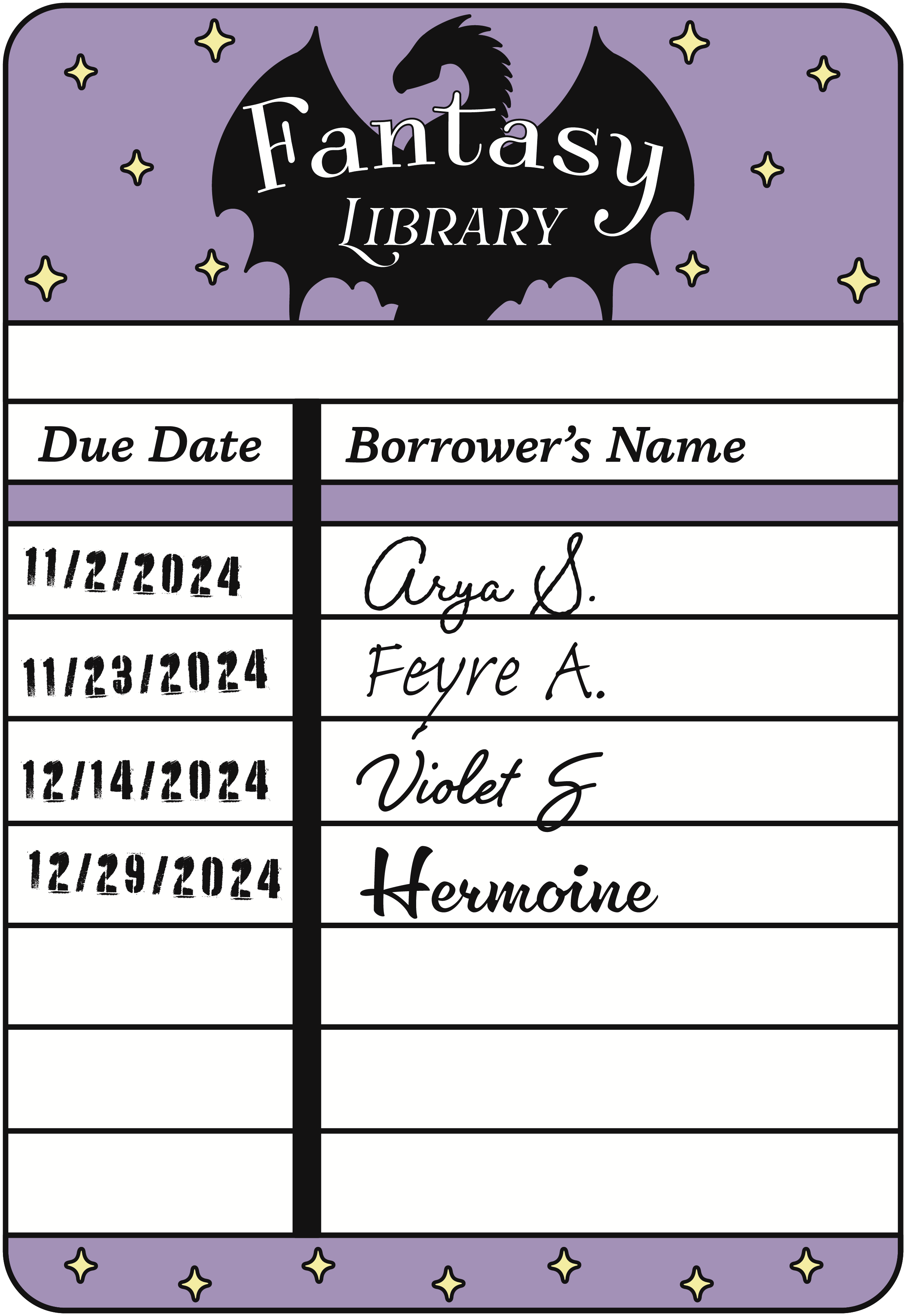 Library Dues Cards Bookish Tropes Book Plates