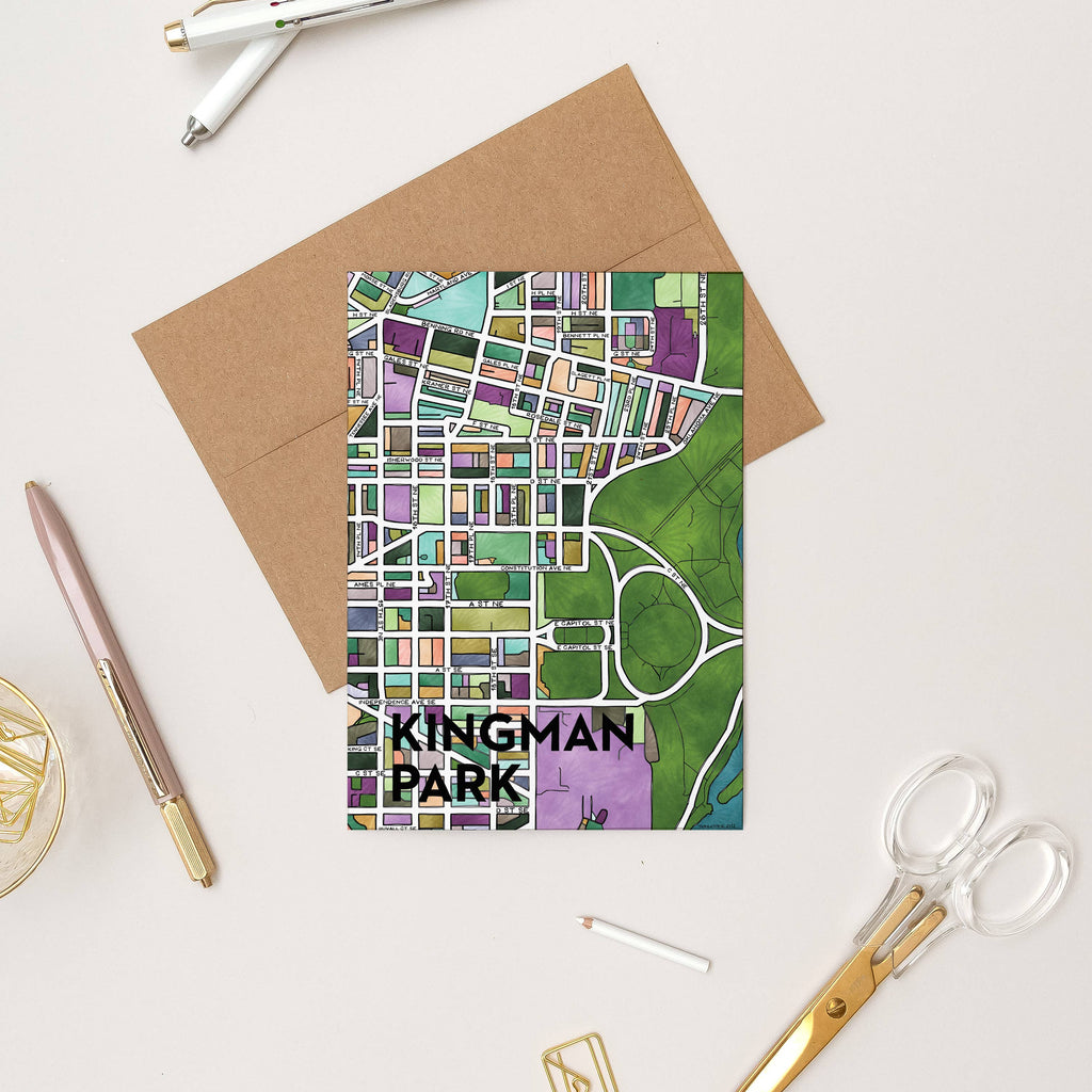 Kingman Park Map Art Greeting Card