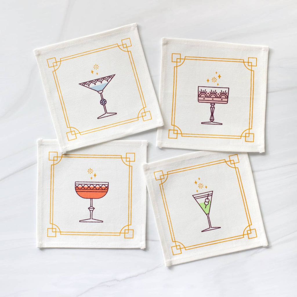 Festive Glassware Cocktail Napkin Set