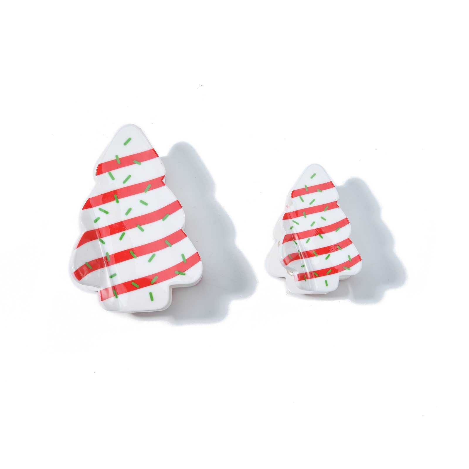 Festive Red Striped Christmas Tree Claw Clip