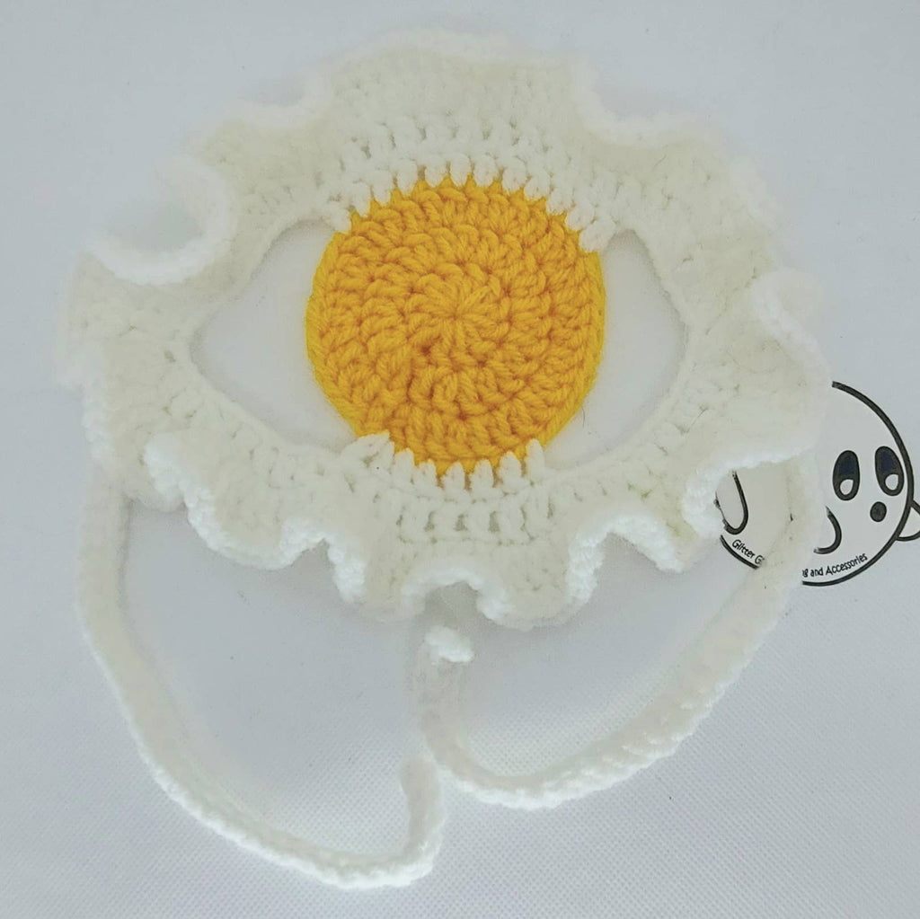 Crochet Fried Egg Hat - Cat Hat - Pet Hat - Made to order