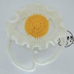 Crochet Fried Egg Hat - Cat Hat - Pet Hat - Made to order