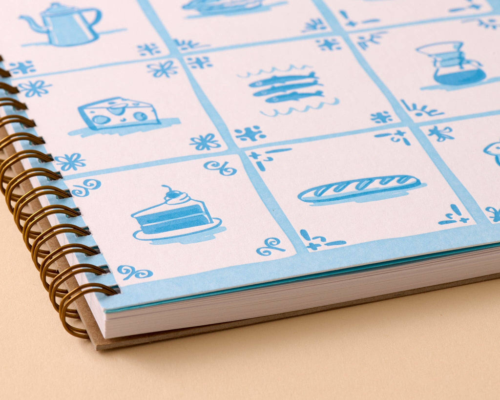 Delft Tile Letterpress A5 Spiral Notebook