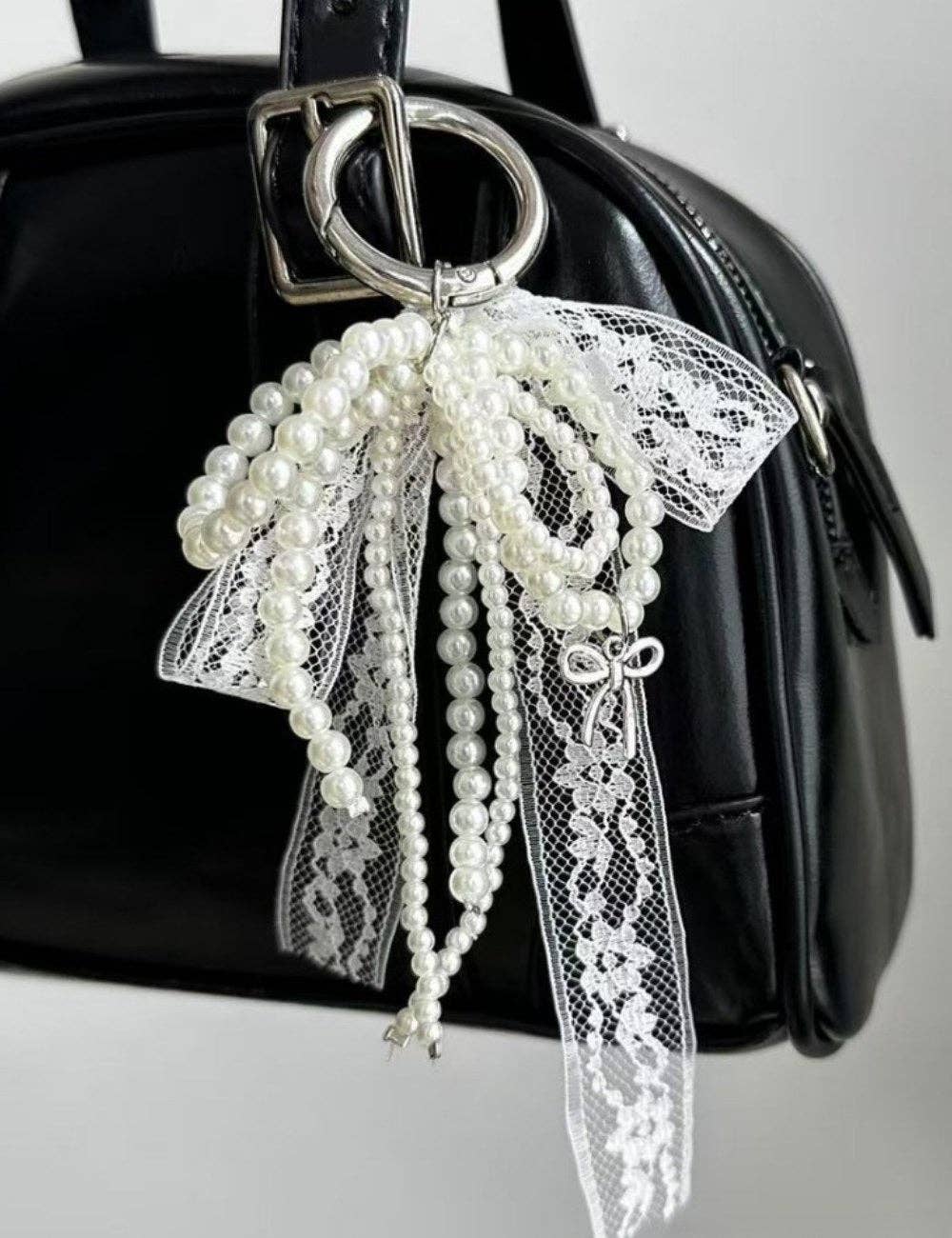 Lace Bow Pearl Keychain Bag Charms DP25B558
