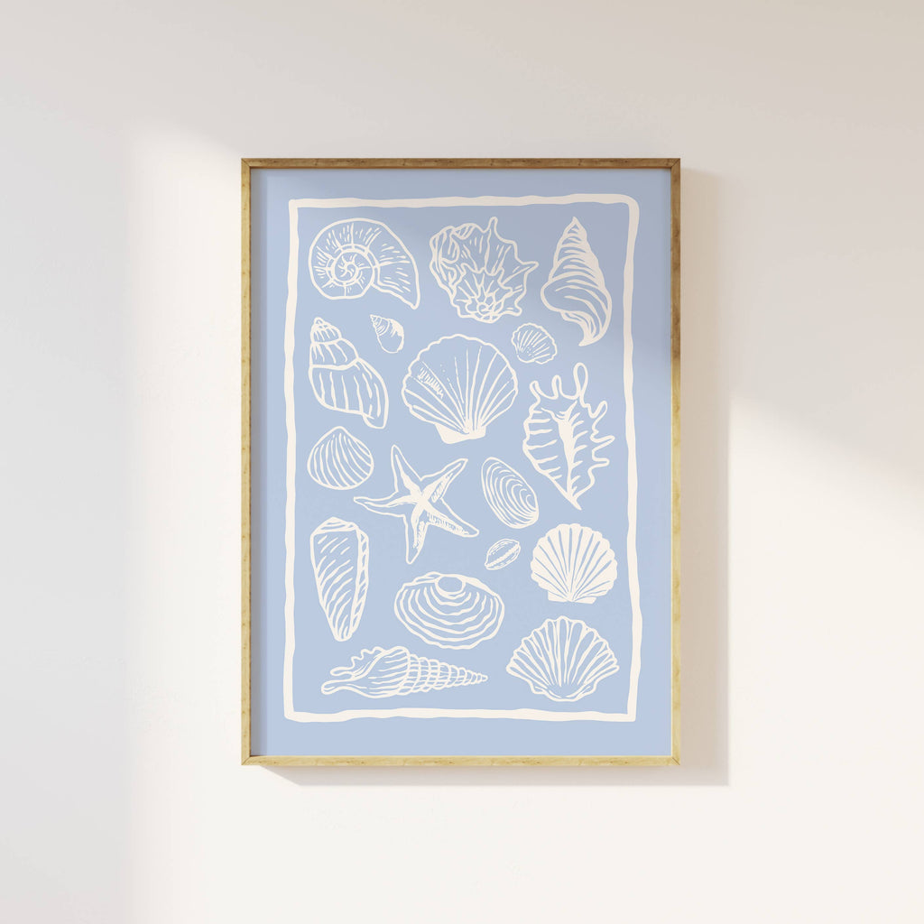 Seashells Light Blue Print