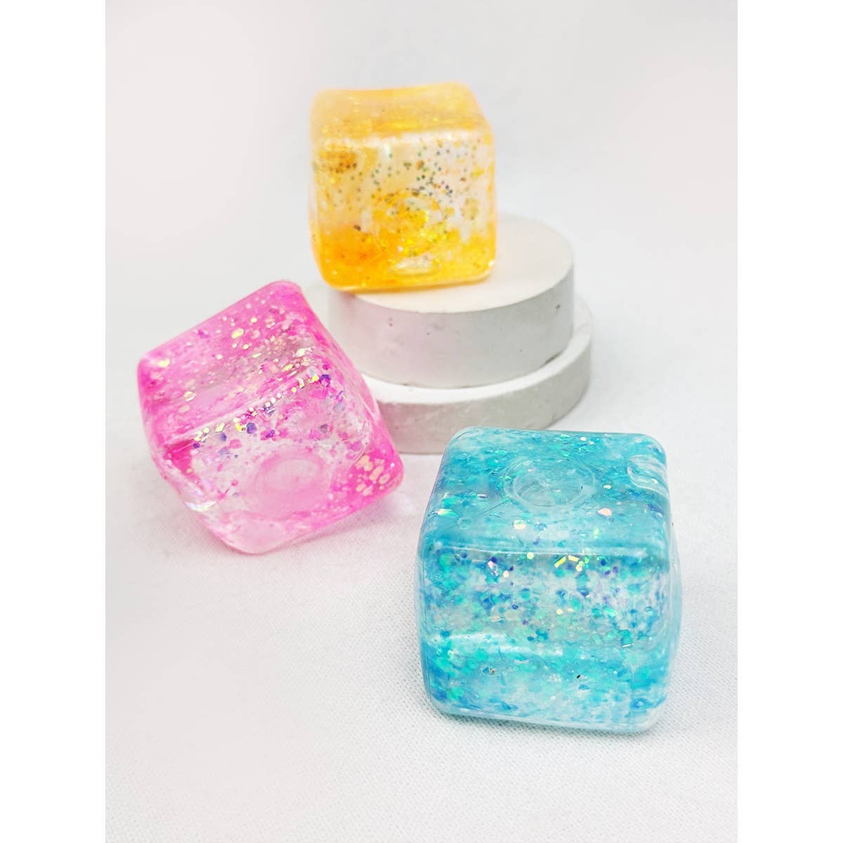 Viral Glitter Ice Cube Squishy Toy