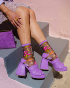 Magic Mushrooms Black Sheer Crew Sock