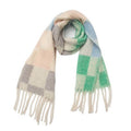 Green & Pink Tassel Plaid Scarf