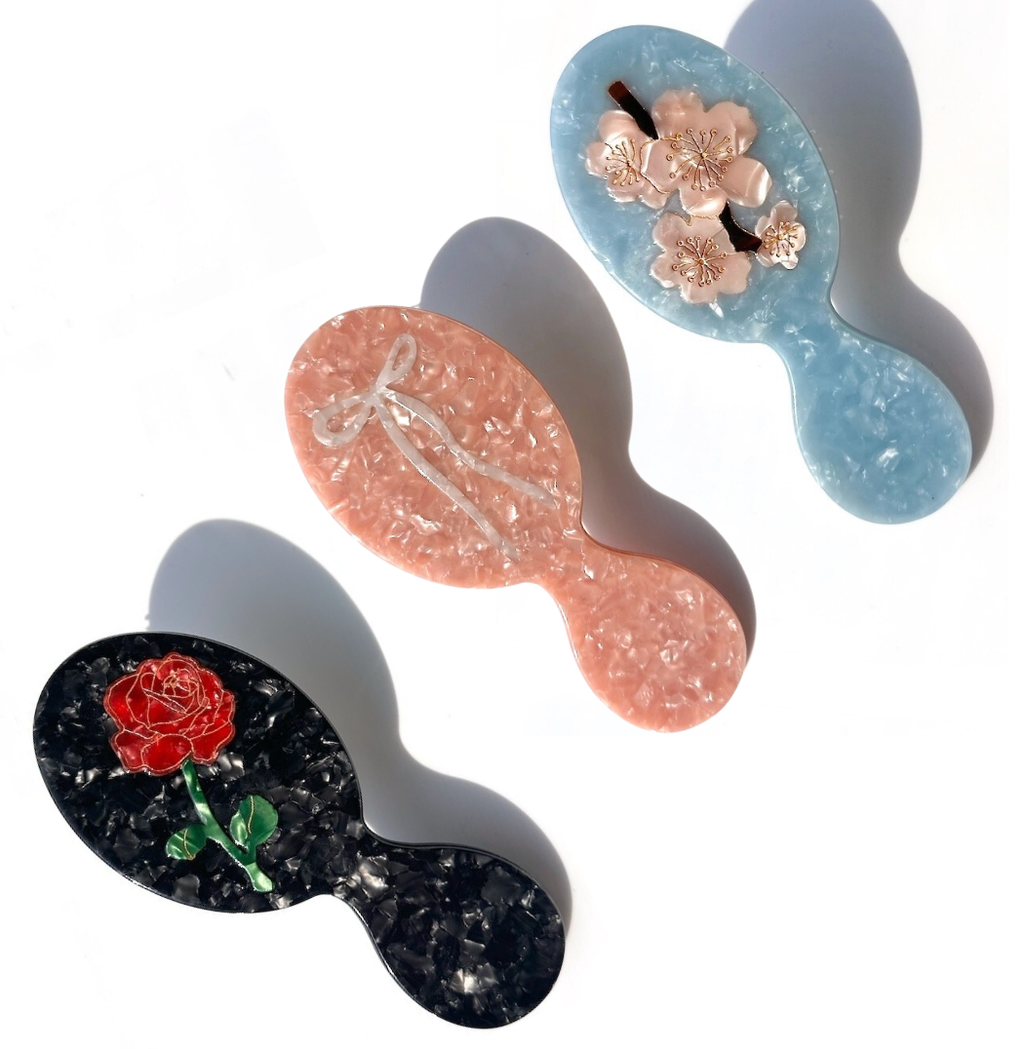Hand-painted Compact Cherry Blossom 2-1 Perfect Daily Brush