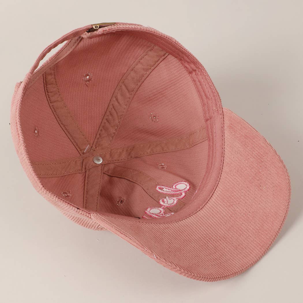 Dog Mom Text Solid Color Corduroy Baseball Cap