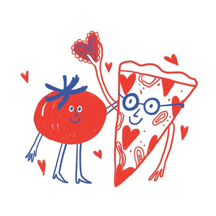Pizza Loves Tomato Tattoo Pair