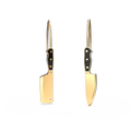 Chef's Knife & Cleaver Gold Earrings - Foodie Cook Chef Gift