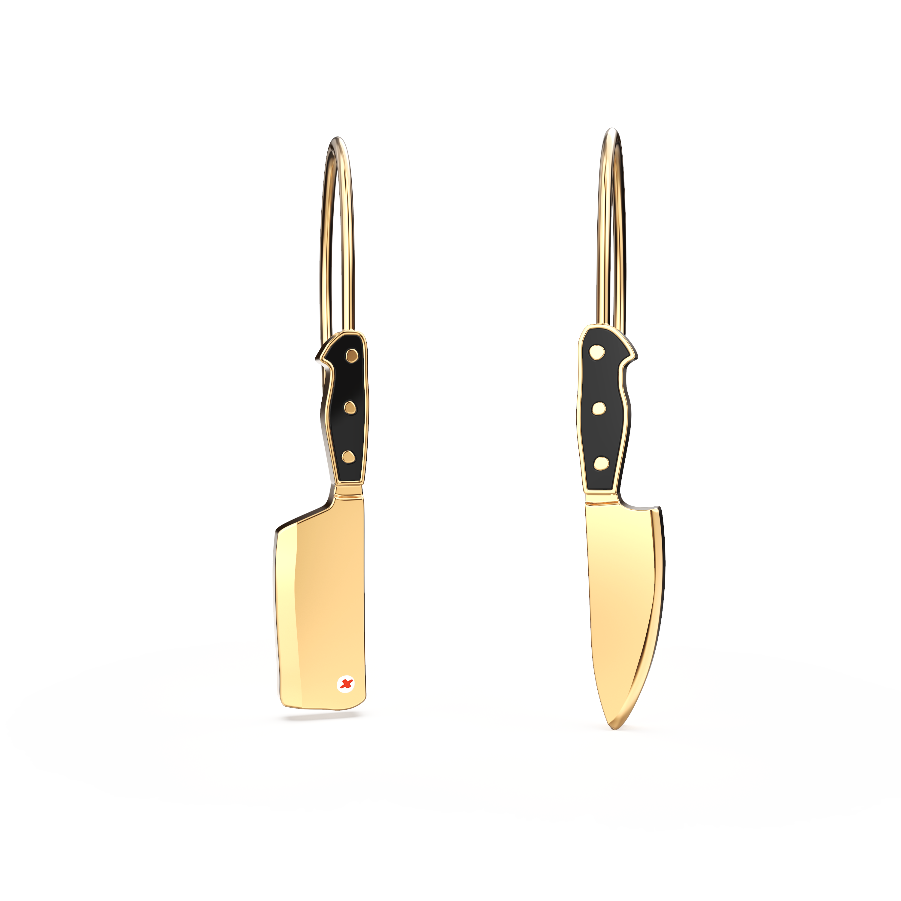 Chef's Knife & Cleaver Gold Earrings - Foodie Cook Chef Gift