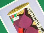 A risograph print of a can of a can with beet seeds