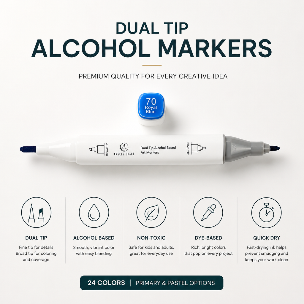 Dual-Tip Alcohol Marker Sets (24-Count) - Non Toxic