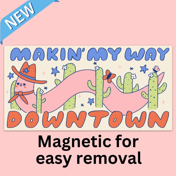 Making My Way Downtown Worm Bumper Magnet
