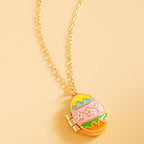Enamel Easter Egg Locket Pendant Necklace